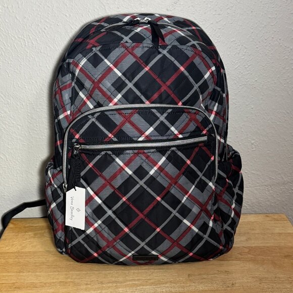 Vera Bradley Campus Backpack in Paris Plaid NWT Performance Twill - Picture 1 of 12
